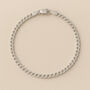 Mens Sterling Silver Flat Curb Bracelet, thumbnail 2 of 6