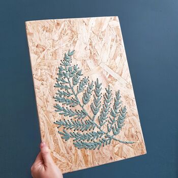 Botanical Embroidered Reclaimed Wood Art, 4 of 7