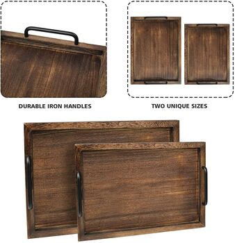 Set Of Two Wood Serving Trays With Handles, 5 of 5