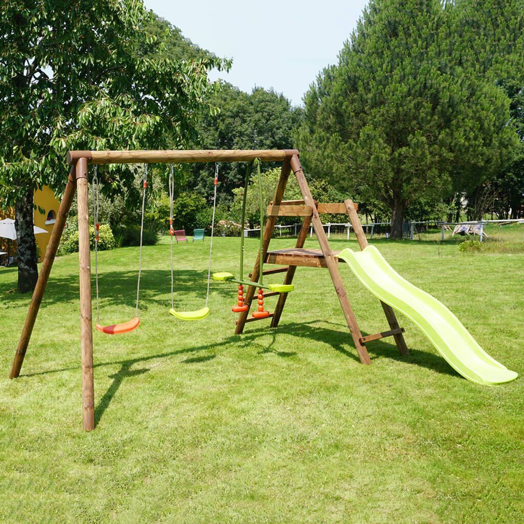 Figue Wooden Swing Set With Slide, 1 of 11