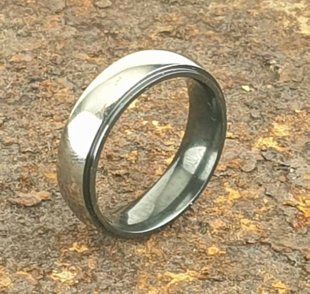 Gentleman's Zirconium Wedding Ring With Personalisation, 1 of 5