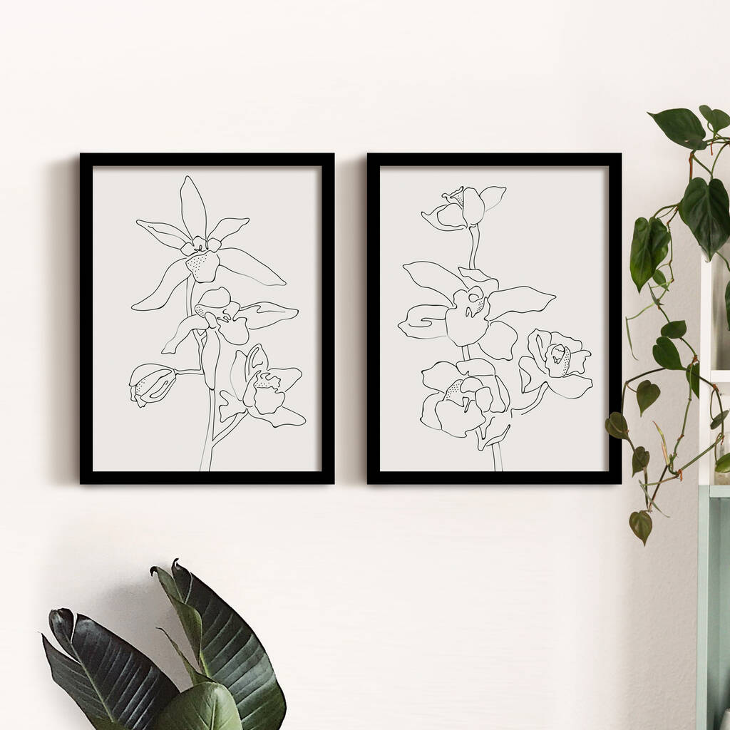 Orchid Flowers Wall Art Set By Green Lili | notonthehighstreet.com