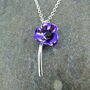 Poppy Purple Flower On Stem Pendant Necklace, thumbnail 2 of 3