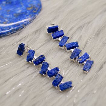 Raw Lapis Lazuli Sterling Silver Earrings, 5 of 8