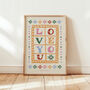 Love You Folk Art | Couples Print | Bedroom Wall Art, thumbnail 1 of 12