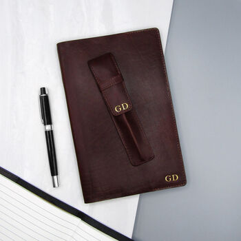 Personalised Refillable Leather Journal And Pen Holder, 2 of 7