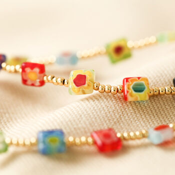 Millefiori Bead Anklet In Gold Plating, 3 of 7