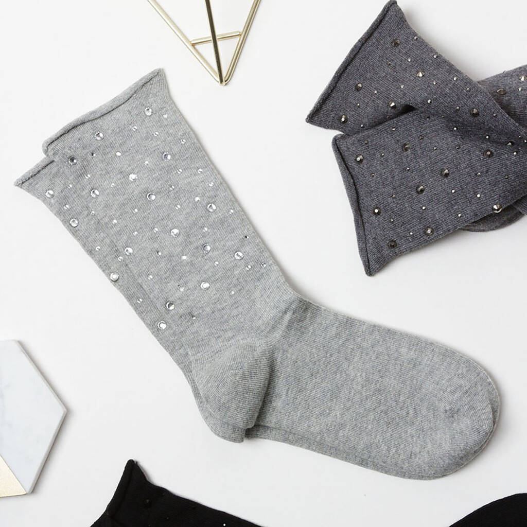 Sparkly Gem Monochrome Three Pairs Socks In A Box By Studio Hop
