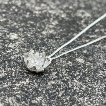 Water Lily Pendant In Sterling Silver, 2 of 5