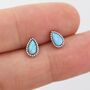 Sterling Silver Blue Opal Droplet Stud Earrings, thumbnail 2 of 12