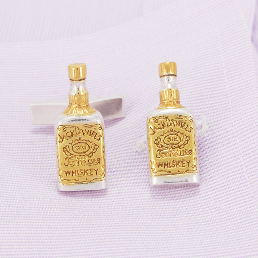 Image of Jack Daniels Cufflinks Sterling Silver ,18 Ct Gold, Silver
