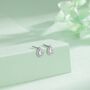 Tiny Droplet Cz Halo Stud Earrings In Sterling Silver, thumbnail 5 of 12