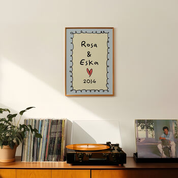 Personalised Couples Name And Year Print, 5 of 8