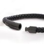 Men's Black Leather Bracelet With Matte Black Clasp, thumbnail 4 of 6