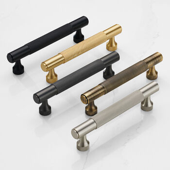 Solid Brass Gold Silver Grey Black Knurled Cabinet Handles, 2 of 12