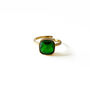 18k Gold Plated Adjustable Ring With Green Stone Ring, thumbnail 1 of 3