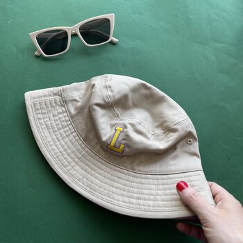 Children's Embroidered Varsity Initial Bucket Hat, 3 of 4