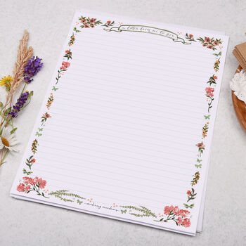 A4 Letter Writing Paper Pink Floral Border, 3 of 4