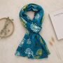 Teal Dandelion Print Lightweight Scarf, thumbnail 2 of 4