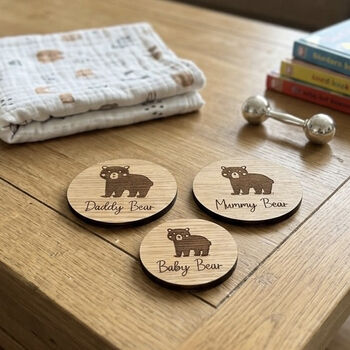 Bear Family Wooden Coasters Gift Set, 4 of 6