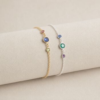 Mother And Two Children Birthstone Bracelet, 4 of 9