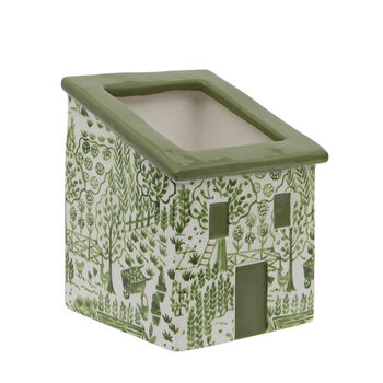 Green And White Patterned House Planter, 2 of 7