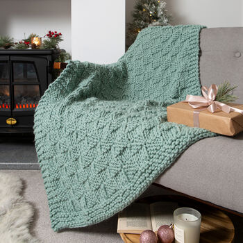 Basketweave Stitch Blanket Easy Knitting Kit, 4 of 6
