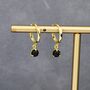 Sterling Silver 4mm Black Onyx Hoop Earrings, thumbnail 4 of 10