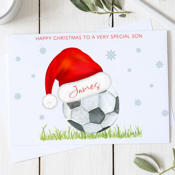 Personalised Son Football Christmas Card, 2 of 2