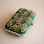 Sabrina, Bottle Green Silk Embroidered Clutch, thumbnail 4 of 7