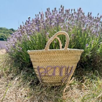Personalised Straw Basket Bag For Girls, 4 of 6