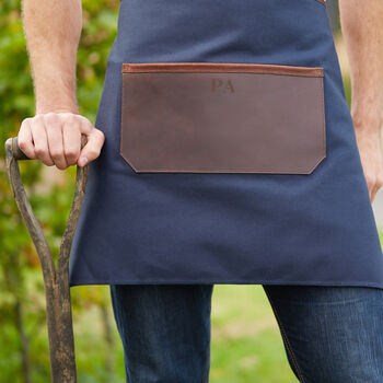 Personalised Leather And Canvas Gardening Apron Christmas Gift For Him, 2 of 9