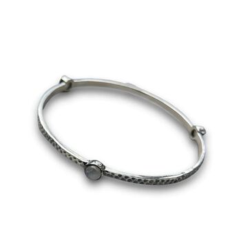 925 Silver Tri Stone Bangle, Moonstone, 2 of 4