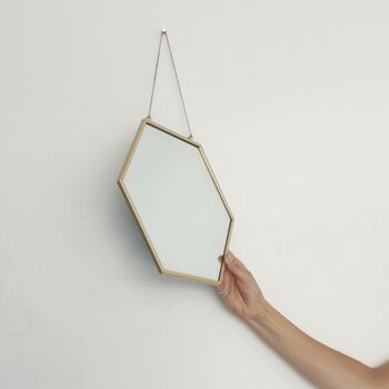 Large Geometric Brass Mirror, 2 of 3