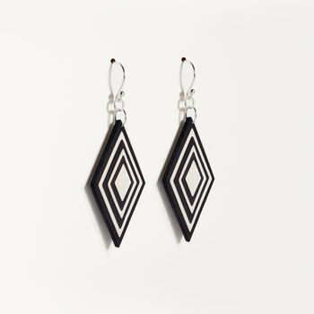 Black And Cream Rhombus Eco Earrings, 3 of 6