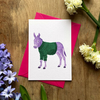 Purple Donkey Illustrated Blank Greeting Card, 3 of 11