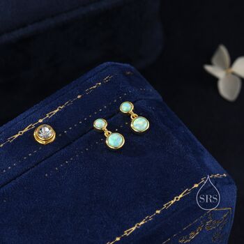 Sterling Silver Double Opal Dangle Earrings, 6 of 12