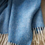 Sky Blue Herringbone Wool Throw, thumbnail 3 of 4