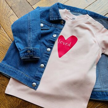 Personalised 'Loved' Long Sleeved Baby T Shirt, 5 of 8