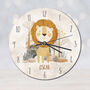 Lion Nursery New Born Gift Personalised Clock, thumbnail 2 of 6