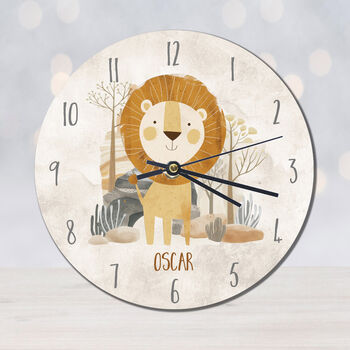 Lion Nursery New Born Gift Personalised Clock, 2 of 6