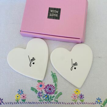 Pair Of Ceramic Love Coasters ~ Boxed, 5 of 6