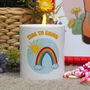Personalised Sunshine And Rainbow Crochet Candle, thumbnail 1 of 4