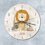 Lion Nursery New Born Gift Personalised Clock, thumbnail 6 of 6