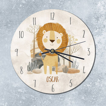 Lion Nursery New Born Gift Personalised Clock, 6 of 6