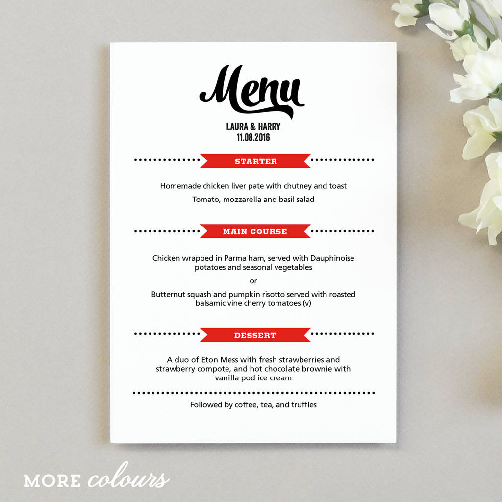 retro vintage wedding menu cards by project pretty | notonthehighstreet.com