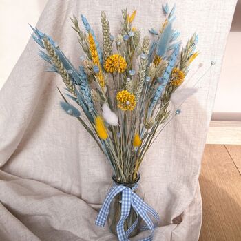 Blue And Yellow Dried Flower Arrangement With Vase, 2 of 3
