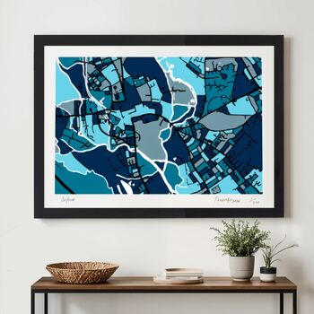 Personalised Oxford Art Map Gift | Hand Drawn Oxford Wall Art | Contemporary City Map, 5 of 6