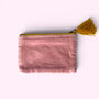 Embroidered Velvet Coin Purse | Allium Seedhead Flowers In Pale Pink, thumbnail 2 of 4