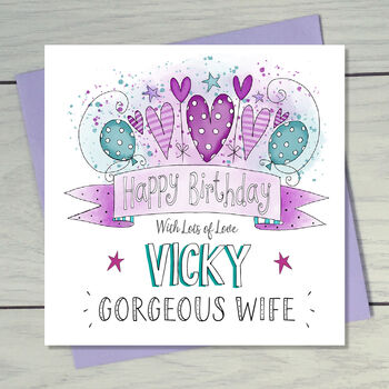 Wife Hearts Birthday Card, 4 of 4